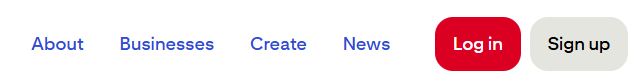 Pinterest menu with "log in" and "sign up" buttons