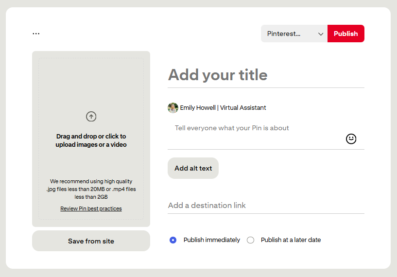 Pinterest pin creation tool