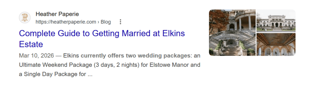 Example of a venue feature blog post that will help a wedding stationer book more weddings